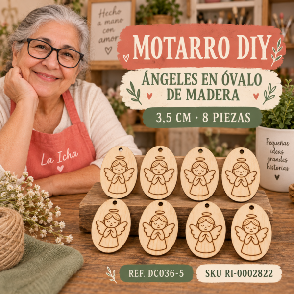 ri-0002822-dc036-5 Set de ángeles en óvalo de madera natural – 3,5 cm – 8 piezas