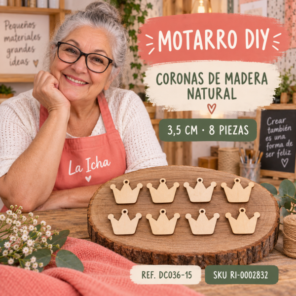 ri-0002832-dc036-15 Set de coronas de madera natural – 3,5 cm – 8 piezas