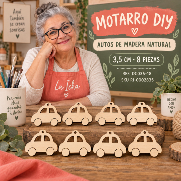 ri-0002835-dc036-18 Set de autos de madera natural – 3,5 cm – 8 piezas
