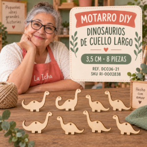 ri-0002838-dc036-21 Set de dinosaurios de cuello largo de madera natural – 3,5 cm – 8 piezas