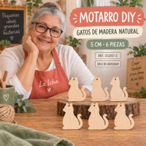 ri-0002841-dc037-2 Set de gatos de madera natural – 5 cm – 6 piezas