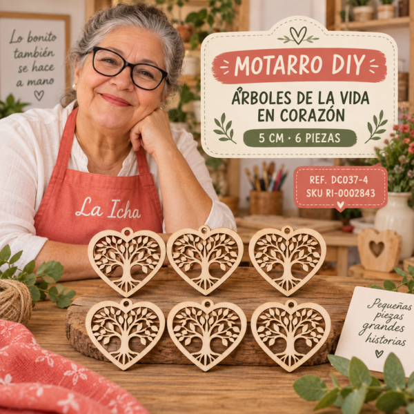 ri-0002843-dc037-4 Set de árboles de la vida en corazón de madera natural – 5 cm – 6 piezas