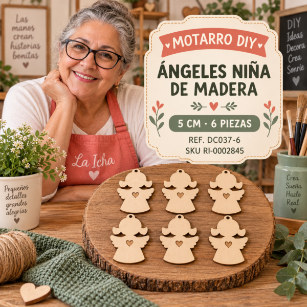ri-0002845-dc037-6 Set de ángeles niña de madera natural – 5 cm – 6 piezas