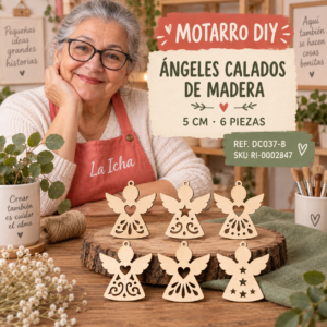 ri-0002847-dc037-8 Set de ángeles calados de madera natural – 5 cm – 6 piezas