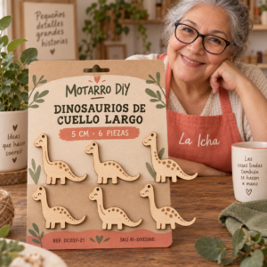ri-0002860-dc037-21 Set de dinosaurios de cuello largo de madera natural – 5 cm – 6 piezas