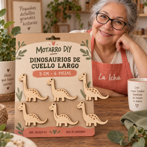 ri-0002860-dc037-21 Set de dinosaurios de cuello largo de madera natural – 5 cm – 6 piezas