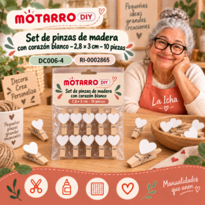 ri-0002865-dc006-4 Set de pinzas de madera con corazón blanco – 2,8 × 3 cm – 10 piezas