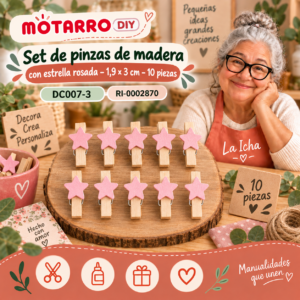 ri-0002870-dc007-3 Set de pinzas de madera con estrella rosada – 1,9 × 3 cm – 10 piezas