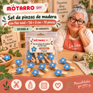 ri-0002874-dc008-4 Set de pinzas de madera con flor azul – 1,6 × 3 cm – 10 piezas