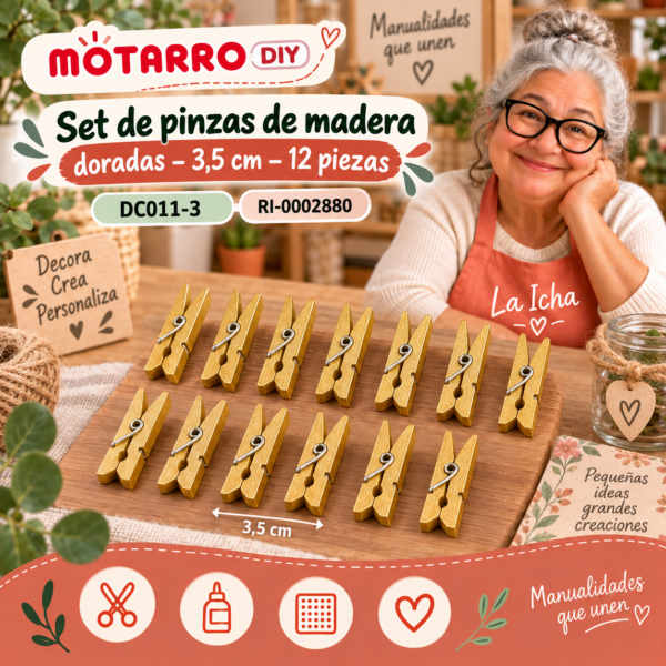 ri-0002880-dc011-3 Set de pinzas de madera doradas – 3,5 cm – 12 piezas