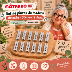 ri-0002881-dc011-4 Set de pinzas de madera plateadas – 3,5 cm – 12 piezas