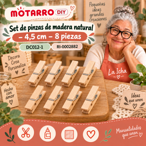 ri-0002882-dc012-1 Set de pinzas de madera natural – 4,5 cm – 8 piezas