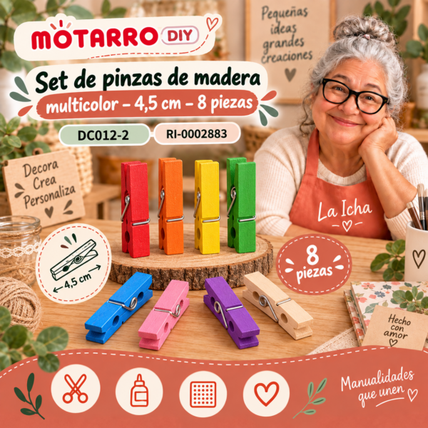 ri-0002883-dc012-2 Set de pinzas de madera multicolor – 4,5 cm – 8 piezas