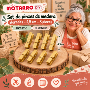 ri-0002884-dc012-3 Set de pinzas de madera doradas – 4,5 cm – 8 piezas