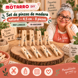 ri-0002888-ref136025 Set de pinzas de madera natural – 4,5 cm – 8 piezas