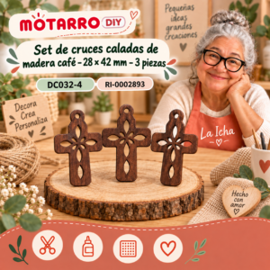 ri-0002893-dc032-4 Set de cruces caladas de madera café – 28 × 42 mm – 3 piezas