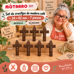 ri-0002895-dc032-6 Set de crucifijos de madera café – 24 × 42 mm – 7 piezas