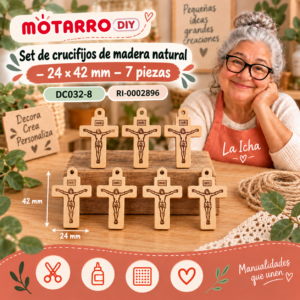 ri-0002896-dc032-8 Set de crucifijos de madera natural – 24 × 42 mm – 7 piezas