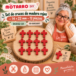 ri-0002897-dc032-10 Set de cruces de madera rojas – 14 × 22 mm – 12 piezas