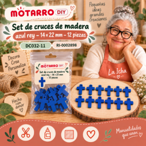 ri-0002898-dc032-11 Set de cruces de madera azul rey – 14 × 22 mm – 12 piezas