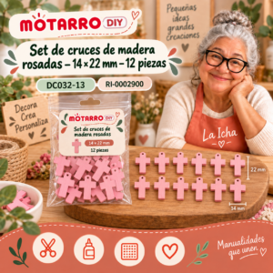 ri-0002900-dc032-13 Set de cruces de madera rosadas – 14 × 22 mm – 12 piezas