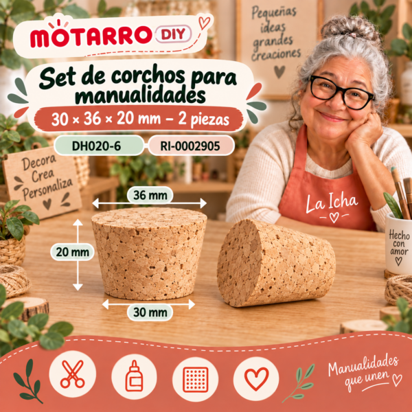 ri-0002905-dh020-6 Set de corchos para manualidades – 30 × 36 × 20 mm – 2 piezas