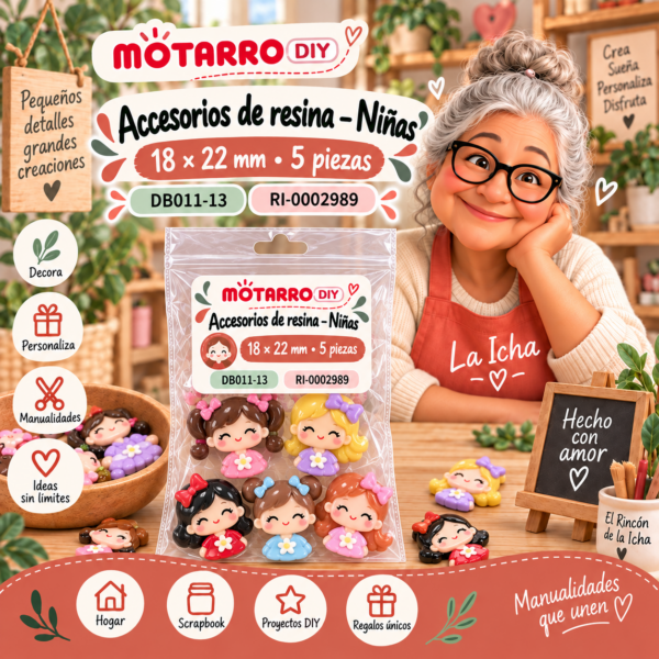 Accesorios de resina – Niñas – 18 × 22 mm – 5 piezas