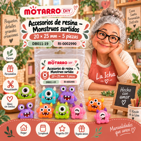 ri-0002990-db011-19 Accesorios de resina – Monstruos surtidos – 20 × 25 mm – 5 piezas