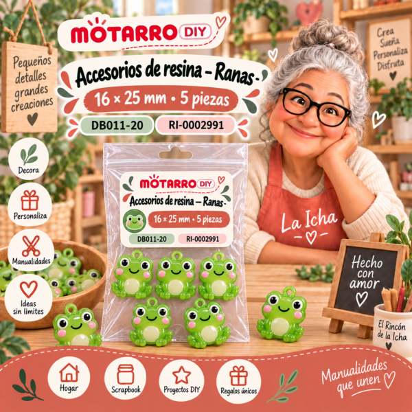 ri-0002991-db011-20 Accesorios de resina – Ranas – 16 × 25 mm – 5 piezas