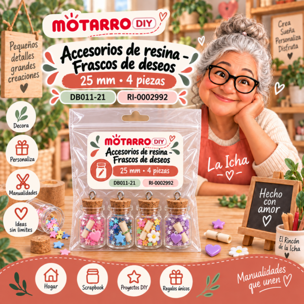 Accesorios de resina – Frascos de deseos – 25 mm – 4 piezas