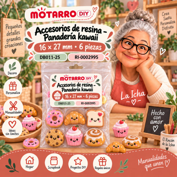 ri-0002995-db011-25 Accesorios de resina – Panadería kawaii – 16 × 27 mm – 6 piezas