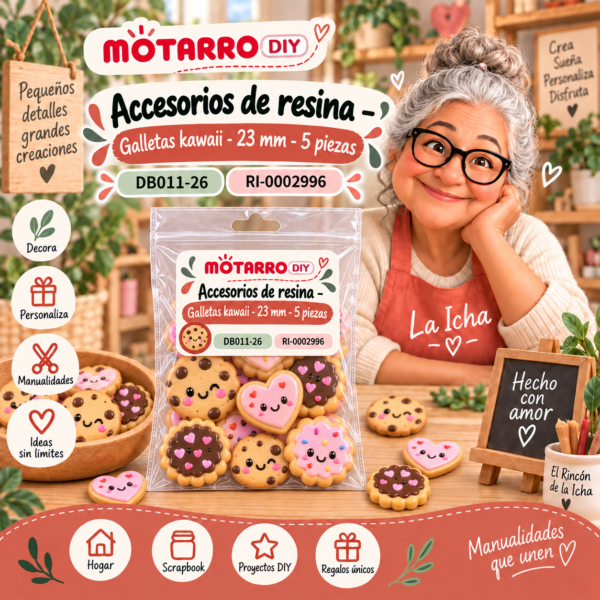 ri-0002996-db011-26 Accesorios de resina – Galletas kawaii – 23 mm – 5 piezas