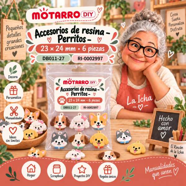 ri-0002997-db011-27 Accesorios de resina – Perritos – 23 × 24 mm – 6 piezas
