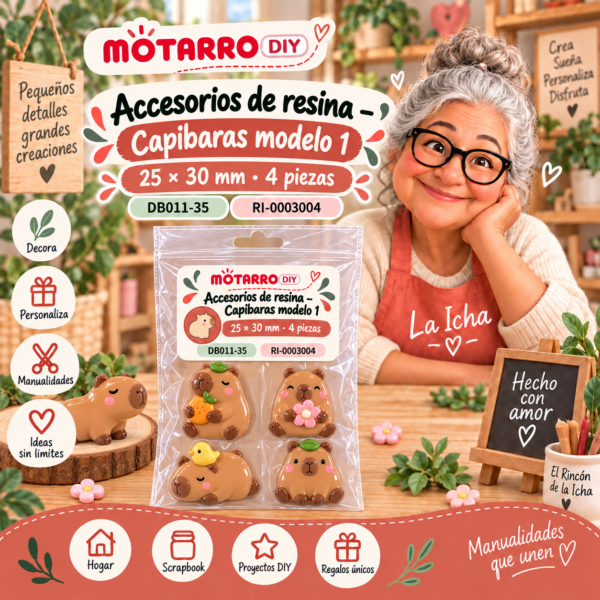 ri-0003004-db011-35 Accesorios de resina – Capibaras modelo 1 – 25 × 30 mm – 4 piezas