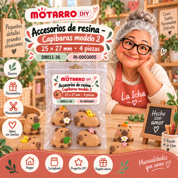 ri-0003005-db011-36 Accesorios de resina – Capibaras modelo 2 – 25 × 27 mm – 4 piezas