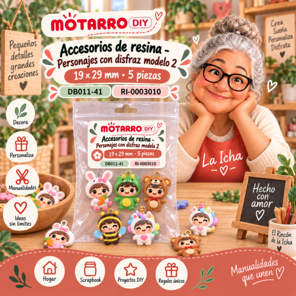 Accesorios de resina – Personajes con disfraz modelo 2 – 19 × 29 mm – 5 piezas