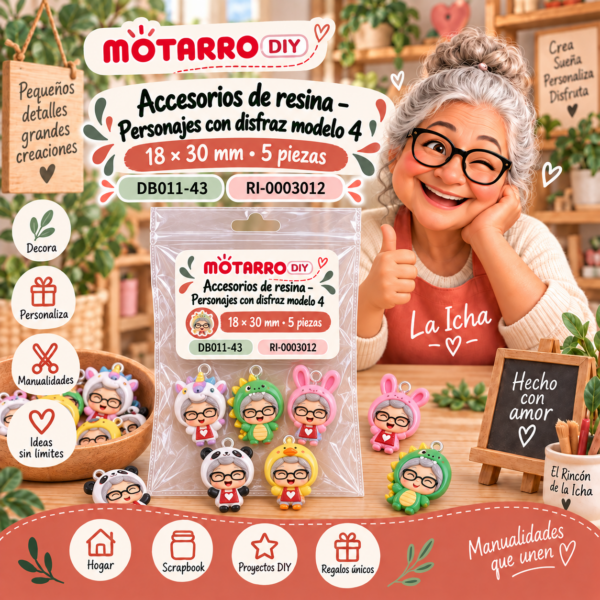 ri-0003012-db011-43 Accesorios de resina – Personajes con disfraz modelo 4 – 18 × 30 mm – 5 piezas