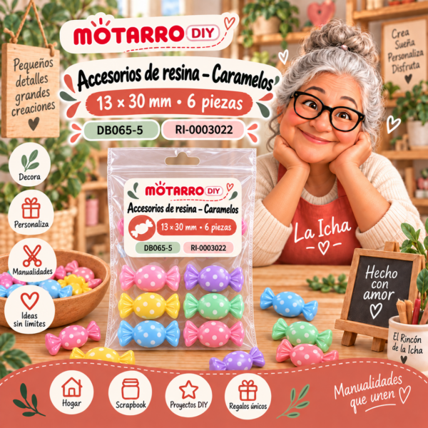 ri-0003022-db065-5 Accesorios de resina – Caramelos – 13 × 30 mm – 6 piezas