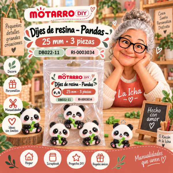 ri-0003034-db022-11 Dijes de resina – Pandas – 25 mm – 3 piezas