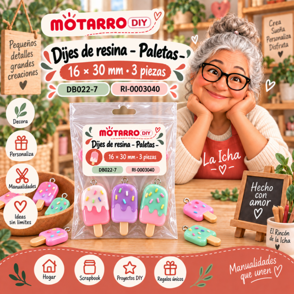 ri-0003040-db022-7 Dijes de resina – Paletas – 16 × 30 mm – 3 piezas