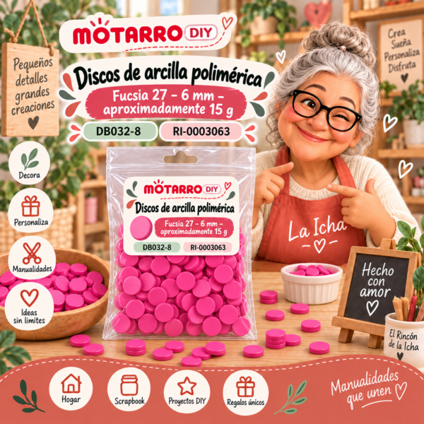 Discos de arcilla polimérica – Fucsia 27 – 6 mm – aproximadamente 15 g