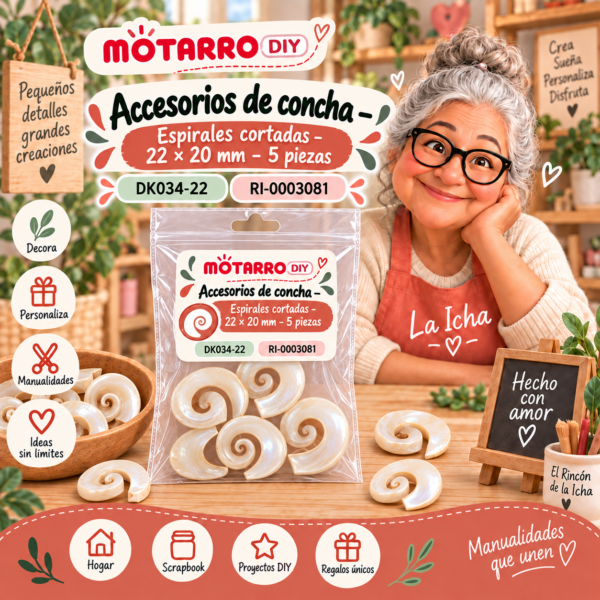 ri-0003081-dk034-22 Accesorios de concha – Espirales cortadas – 22 × 20 mm – 5 piezas