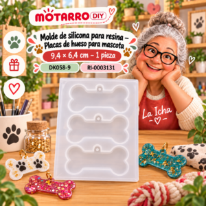 ri-0003131-dk058-9 Molde de silicona para resina – Placas de hueso para mascota – 9,4 × 6,4 cm – 1 pieza