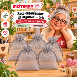 ri-0003135-dh003-3 Saco organizador de organza – Gris – 10 × 15 cm – 5 piezas