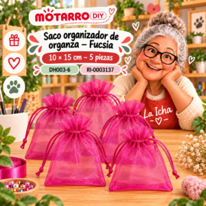 ri-0003137-dh003-6 Saco organizador de organza – Fucsia – 10 × 15 cm – 5 piezas