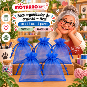 ri-0003139-dh003-11 Saco organizador de organza – Azul – 10 × 15 cm – 5 piezas