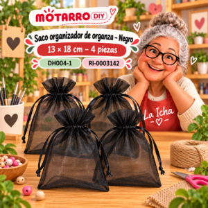 ri-0003142-dh004-1 Saco organizador de organza – Negro – 13 × 18 cm – 4 piezas