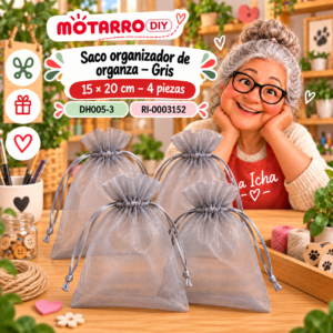 ri-0003152-dh005-3 Saco organizador de organza – Gris – 15 × 20 cm – 4 piezas