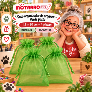ri-0003159-dh005-14 Saco organizador de organza – Verde pasto – 15 × 20 cm – 4 piezas
