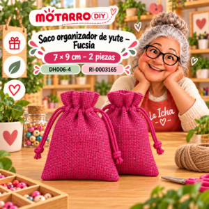 ri-0003165-dh006-4 Saco organizador de yute – Fucsia – 7 × 9 cm – 2 piezas